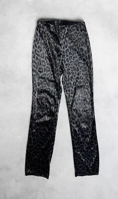 Pantalones rectos metálicos con estampado animal de leopardo años 90 punk rock gótico grunge Y2K S Foto 1 de 4