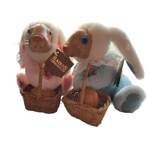 Vintage APPLAUS 2er Set HASEN OSTERN KANINCHEN HOLZ DEKOR Robt RAIKES Original EUC - Bild 1 von 13