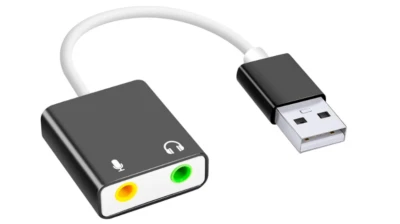 External Sound Card USB Audio Adapter PC Laptop Microphone Speaker Jack Soundbar - Image 1 of 4