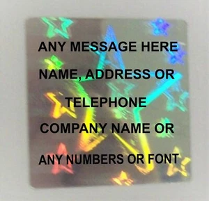 STARS 100 Custom Print Holographic STAR Hologram Tamper Evident Stickers - Picture 1 of 4