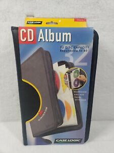 Vintage Case Logic CD Wallet Holds 32 Disc 60 Total Case Storage Black Leather 