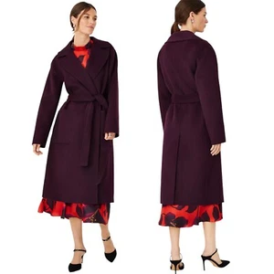 Ann Taylor Doubleface Belted Blanket Coat Waist Tie Vineyard Grape Women Size LP - Picture 1 of 11
