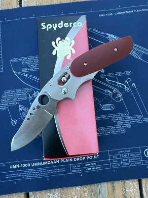 Spyderco Phoenix Sprint Run Knife C114GPRD Plain Edge VG-10 Blade Red G10 Handle - Image 1 of 4