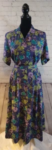 EUC Damen Vintage 80er ALFRED DUNNER lila Blumenmuster 2-teiliges Rock/Top Set-Größe 8 - Bild 1 von 20
