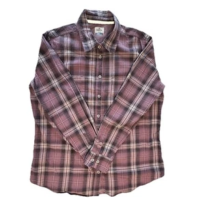 Ridgecut Toughwear Shirt Womens Large Purple Plaid 1/4 Button Up Long Sleeve - Picture 1 of 6