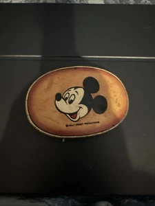 Seltene Vintage Walt Disney Mickey Mouse Echtleder Gürtelschnalle - Bild 1 von 2