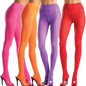 Opaque Pantyhose Nylon Hosiery Neon Costume Festival Regular or Plus Size 620 - Picture 1 of 10