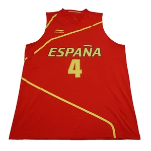 Vintage Spain National Basketball Pau Gasol Jr. #4 Li-Ning Jersey Red Large - Picture 1 of 14