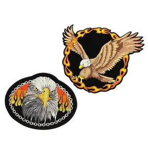 Embroidered Eagle Patches Patriotic Biker Motif, Set of 2, NWT, 12 inches - Picture 1 of 7