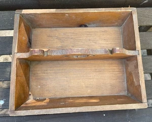 Vintage Wooden Kitchen Carry Cutlery Tray Box 12 X 10” Rustic - Picture 1 of 6