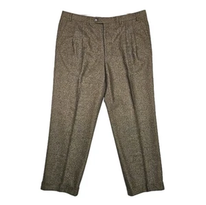 Canali Tweed Anzughose Herren 40x29 Slacks Fleck braun schwarz Bündchenhose - Bild 1 von 15