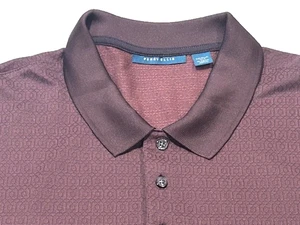 Perry Ellis Men's Short Sleeve Polo Golf Shirt Plum Geometric Pattern NEW - XL - Picture 1 of 10