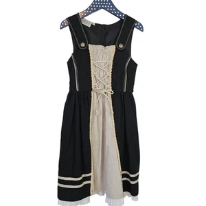  Landhaus Linen Dirndl German Octoberfest Dress Girls 122 US 7 Beige Black  - Picture 1 of 8