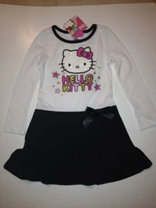 BRAND NEW HELLO KITTY BLK/WHT GLITTER DRESS . SIZE 4 Only....NWT..VERY CUTE - Picture 1 of 1