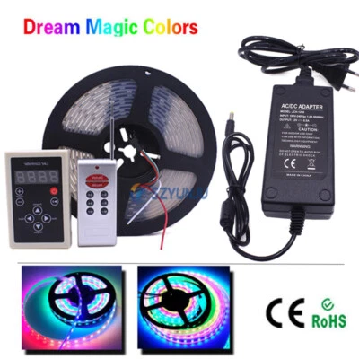 DC12V WS2811 5M IC Dream RGB Full Color LED Strip + Remote controller+ LED Power - Image 1 of 4
