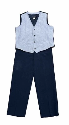 CHILDRENS PLACE Size 10/12 Blue Vest Pants Suit Outfit Dressy Holiday 2 Piece - Imagem 1 de 4