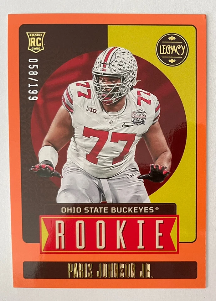2023 Panini Legacy Gold Rookie #177 Paris Johnson Jr. /199 Ohio State - Image 1 of 2