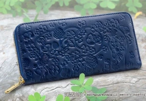 IEI SNOOPY Happiness Japan blau Luxus lange Geldbörse aus Rindsleder Klee JAPAN NEU - Bild 1 von 8