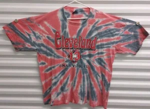 Vtg Cleveland Indians Chief Wahoo OMAR VIZQUEL Tie Dye Shirt XXL GUARDIANS MLB - Picture 1 of 10