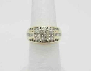 2.35Ct Princess Simulated Diamond Cluster Engagement Ring 14K Yellow Gold Plated - Picture 1 of 5