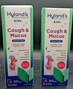 (2 Pk) Hyland’s Naturals Kids Cough & Mucus Nighttime Grape Flavor - 4 fl oz Ea. - Picture 1 of 7
