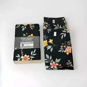 Better Homes & Gardens Blumenmuster schwarz vorgeschnitten 2 Yds + Extra 2 Yds Baumwollstoff NEU - Bild 1 von 11