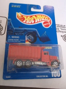 DUMP TRUCK, # 100, red, 7s,  HOT WHEELS BLUE CARD - Picture 1 of 1