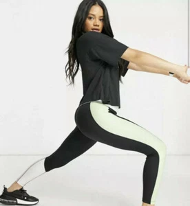 Women's Nike One Tight Fit Leggings 7/8 XS Pink Black White Volt Training Gym - Picture 1 of 4