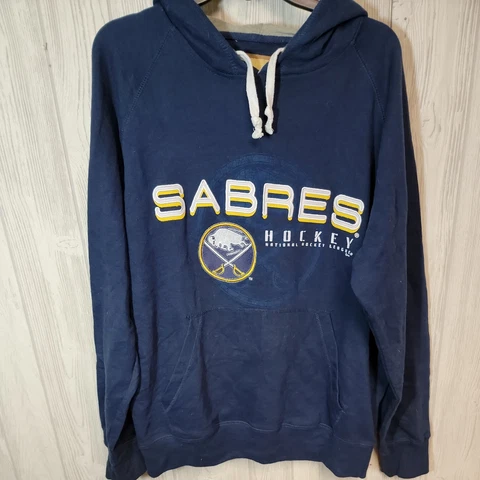BUFFALO SABRES HOCKEY BLUE PULLOVER ALL SEWN NHL HOODIE SIZE LARGE G-III BRAND Cover