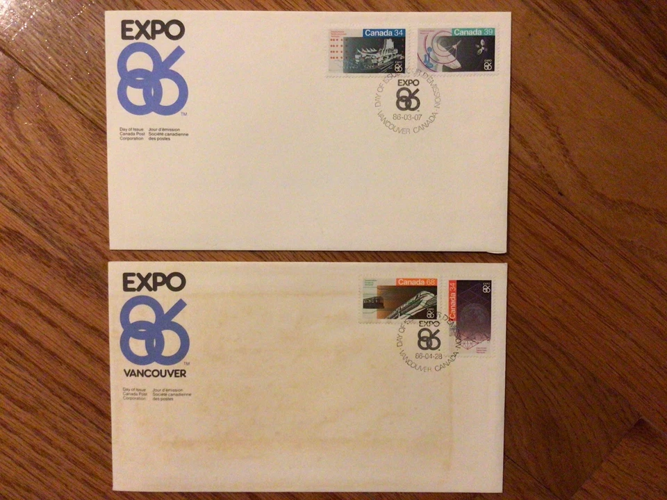 CANADA 1078-1079 FDC EXPO 86 VANCOUVER 2 COVERS 4 Stamp Set - Image 1 of 1