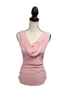 SweetPeas Womens Mesh Sheer Tank Top Size L Cowl Neck Pink Coquette Dainty Y2K - Picture 1 of 9