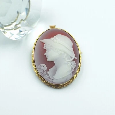 CIONDOLO SPILLA ARGENTO 925% CON CAMMEO CAMEO, DONNA RODIATO IN ORO GIALLO 18KT - Immagine 1 di 4