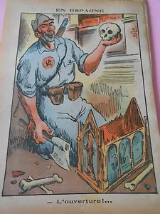 Humour Espagne l'ouverture Un crâne dans la Main dessin Print 1936 - Foto 1 di 1