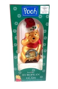 Pooh Ornament Disney European Style Blown Glass Christmas Decor SANTA Vintage - Picture 1 of 4