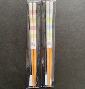 Z0012 Japanese wooden chopsticks/traditional　Echizen （23cm/9in） blue＆pink  2set - Imagen 1 de 5