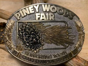 Vintage 1994 Piney Woods Fair Award Design Medals Belt Buckle 2 3/4 x 3 3/4" USA - Picture 1 of 3