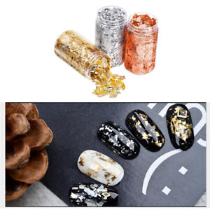 3Pcs Nail Art Gold Leaf Silver Gold Copper Gold Foil Flakes Glitter for Nail