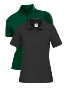 Womens Ladies Plain BLACK or GREEN 65/35 Polycotton Polo Sports Golf Shirt - Imagen 1 de 8