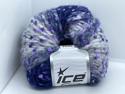 Alpaca Punto #58432 Ice Yarns Purple Lilac White Grey 50gr 87yds Bulky w/ Dots - Image 1 of 4