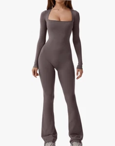 NEW Jumpsuit Square Neck Wide Leg Full Length Romper Playsuit M - Picture 1 of 7