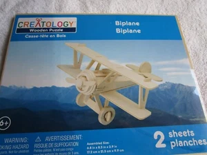 Biplane Wooden Puzzle (Creatology) Assembled Size is 6.8" x 8.5" x 3.9" - Picture 1 of 3
