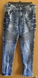 Jeans Moto Uomo Encrypted Skinny Fit Migliorati Elasticizzati Blu Denim Taglia 30/30 - Foto 1 di 8