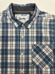 Camisa Tejida HURLEY para Hombre con Botones, Cuadros Azules, Talla M Azul, Blanca y Coral - Imagen 1 de 6