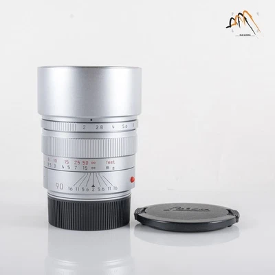 Leica Summicron-M 90mm/F2.0 E55 Ver.II Pre-Asph Silver Lens Yr.1993 #11654 - Image 1 of 4
