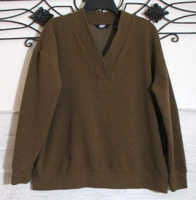 Suéter tejido Land's End para mujer talla L manga larga marrón cuello en V Foto 1 de 4
