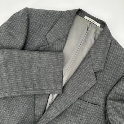 Yves Saint Laurent Menswear Pinstripe Suit Blazer Jacket Gray Classic Formal - Image 1 of 4