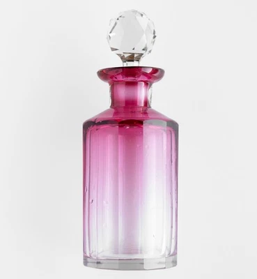 BOTELLA DE PERFUME ANTIGUA/DE COLECCIÓN DE VIDRIO DE ARÁNDANO CON TAPÓN DE BOLA DE CRISTAL FACETADO Foto 1 de 4