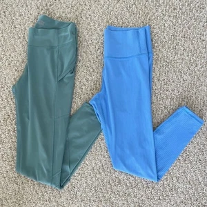 Bundle of 2 Girls All In Motion Leggings Size XL 14/16 Blue & Green - Picture 1 of 14