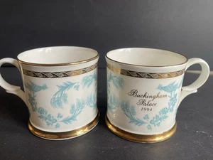 1994 Buckingham Palace Tea Cup / Mug Commemorative Gold Trim Bone China Set Of 2 - Imagen 1 de 6