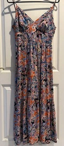 Japna Floral Romantic Maxi Dress Women’s Size M Ruffle Tie Back Flirty Summer - Picture 1 of 10